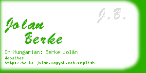 jolan berke business card